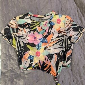 Old Navy Multicolor Sheer Floral Crop Top